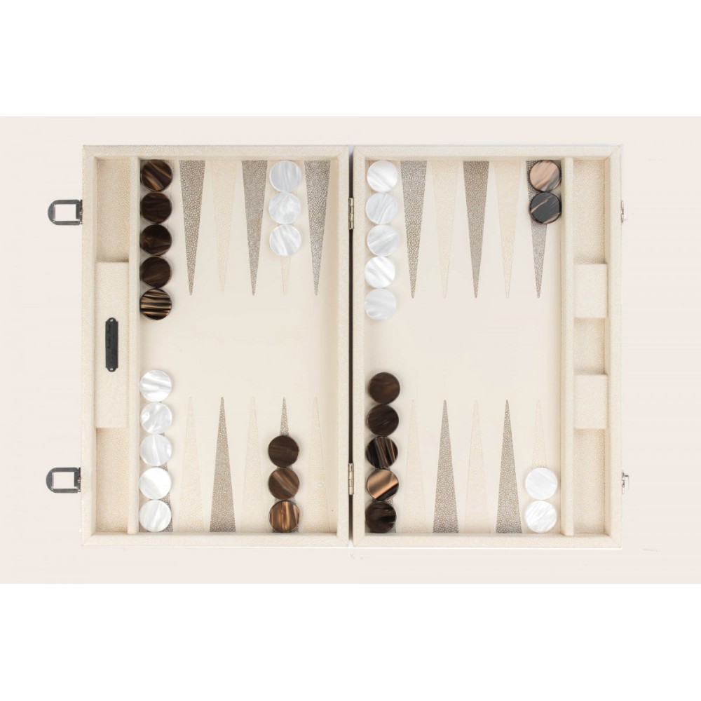 Leather Backgammon - Shagreen Effect - Large Size