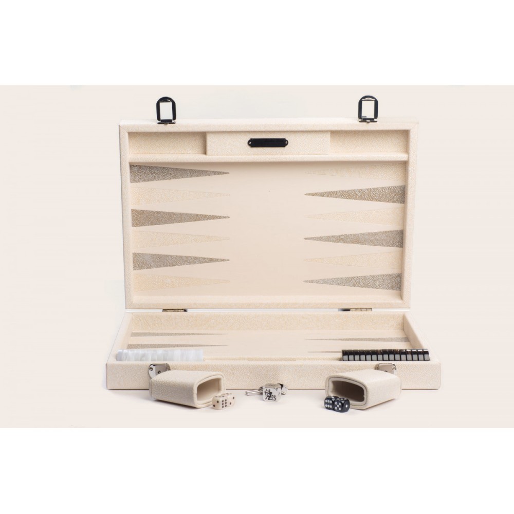 Backgammon en Cuir - Effet Galuchat - Format Large
