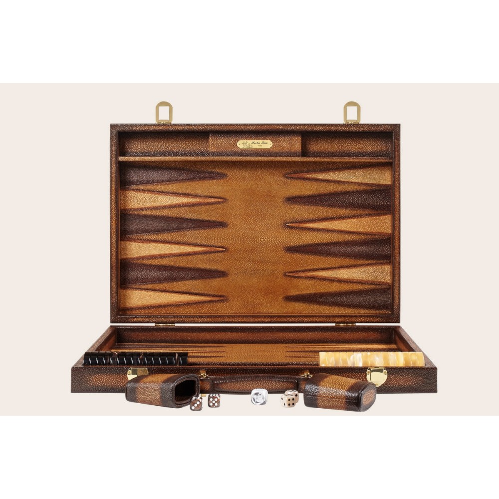 Backgammon Pelle Effetto Patinato Galuchat XL