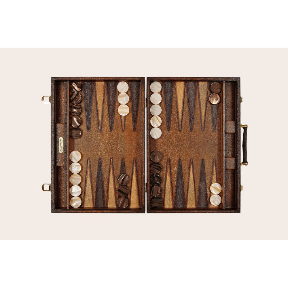 Backgammon Pelle Effetto Patinato Galuchat XL