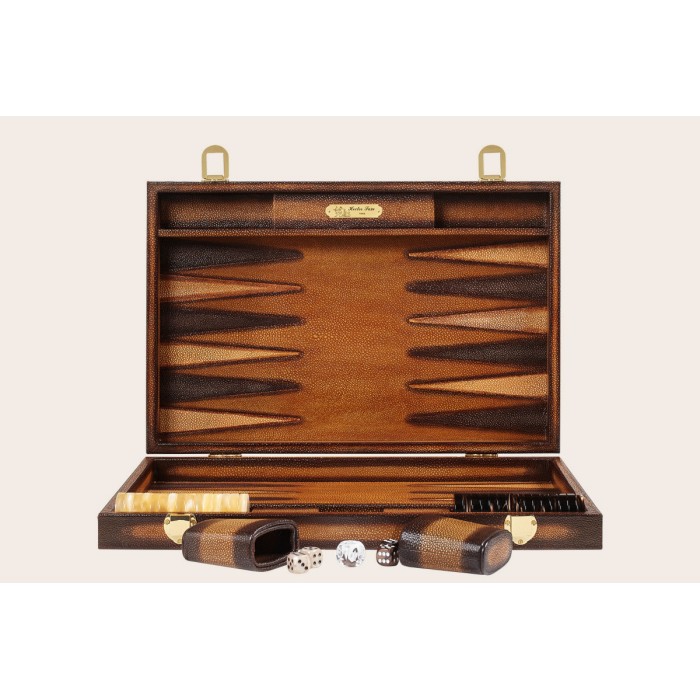Patina-Galuchat-Leder Backgammon Medium