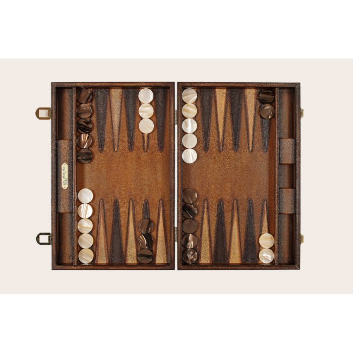 Patina-Galuchat-Leder Backgammon Medium
