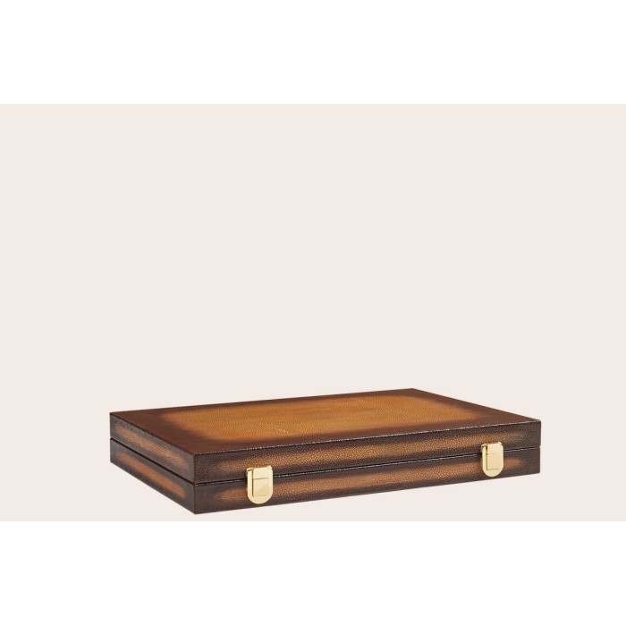 Patina-Galuchat-Leder Backgammon Medium