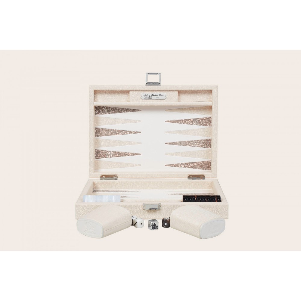 Backgammon Cuir Small Beige | Hector Saxe | L'Astuce Genève