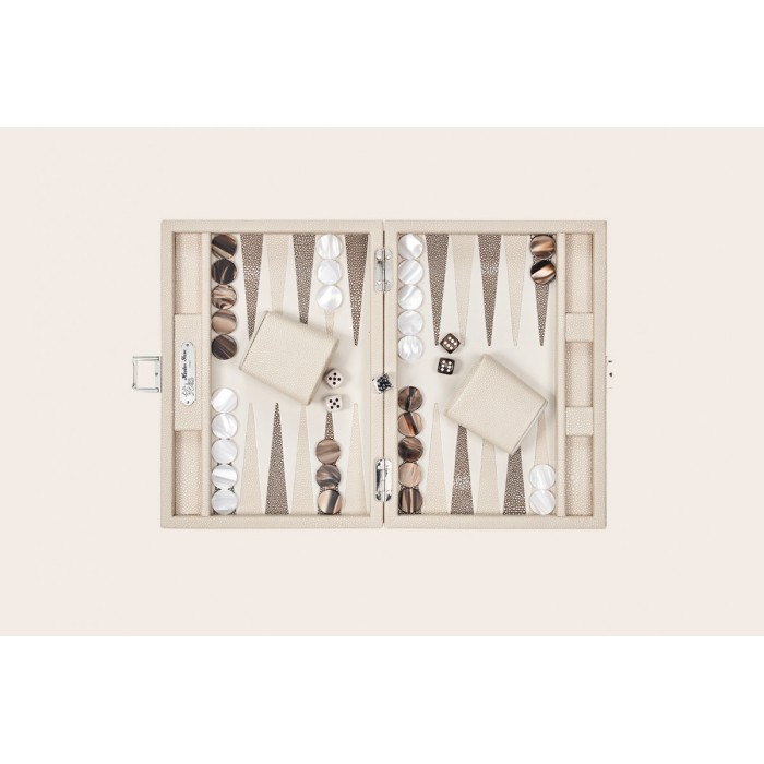 Backgammon Cuir Small Beige | Hector Saxe | L'Astuce Genève