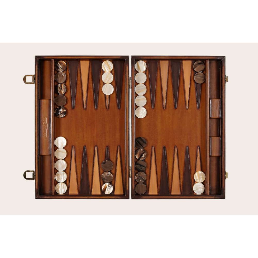 Patina-Effekt Leder Backgammon Large
