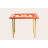 Leather Backgammon Table - Alligator Effect - U U-Metal Feet