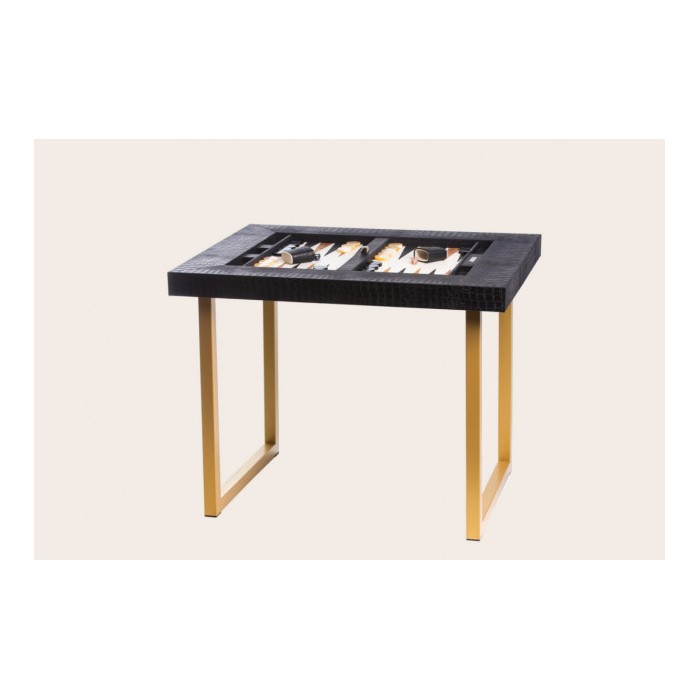Leather Backgammon Table - Alligator Effect - U U-Metal Feet