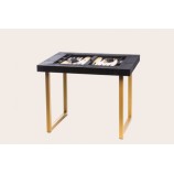Leather Backgammon Table - Alligator Effect - U U-Metal Feet