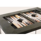 Leather Backgammon Table - Alligator Effect - U U-Metal Feet
