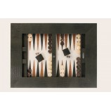 Leather Backgammon Table - Alligator Effect - U U-Metal Feet