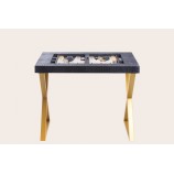 Leather Backgammon Table - Alligator Effect - Metal Feet in X