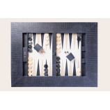 Leather Backgammon Table - Alligator Effect - Metal Feet in X