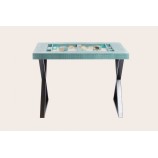 Leather Backgammon Table - Alligator Effect - Metal Feet in X