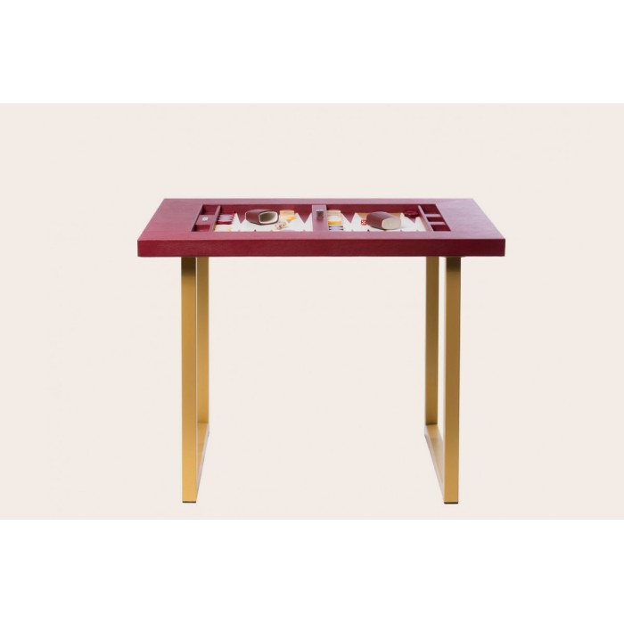 Leather Backgammon Table - Buffalo Effect - U U-Metal Feet