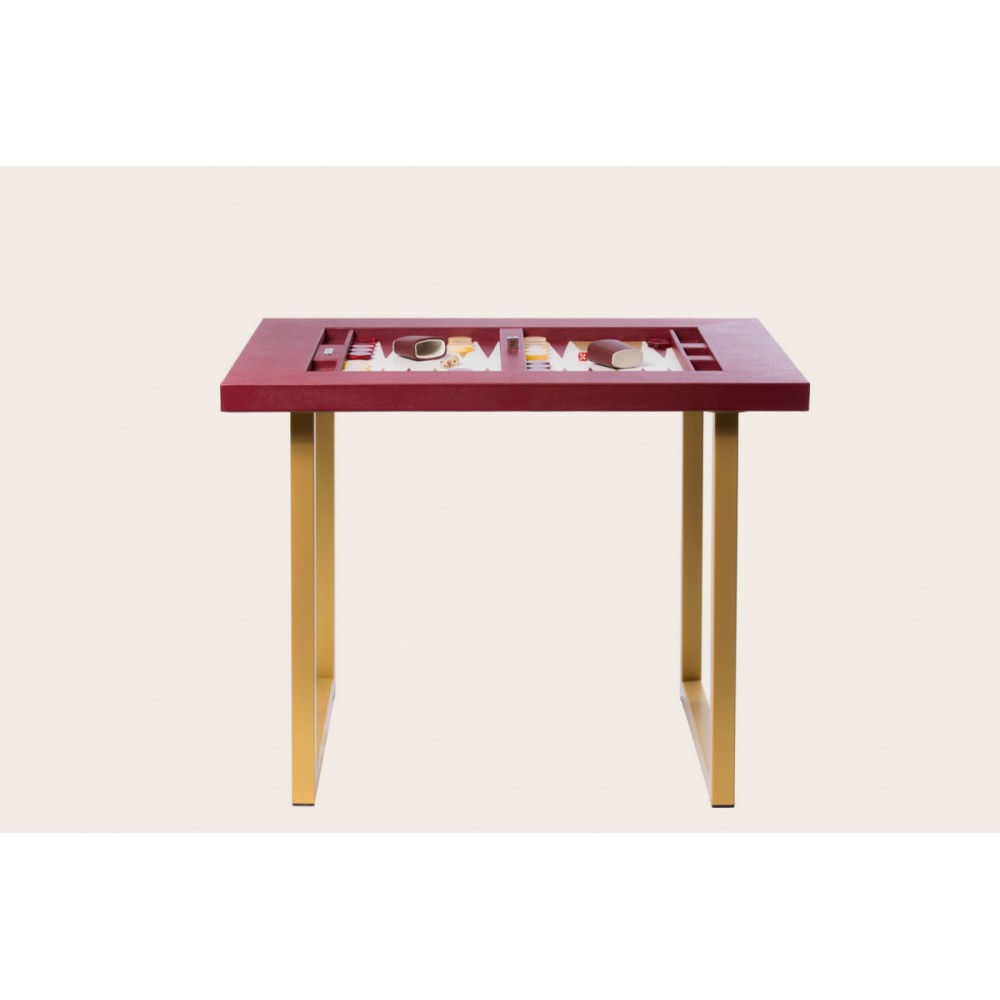 Leather Backgammon Table - Buffalo Effect - U U-Metal Feet