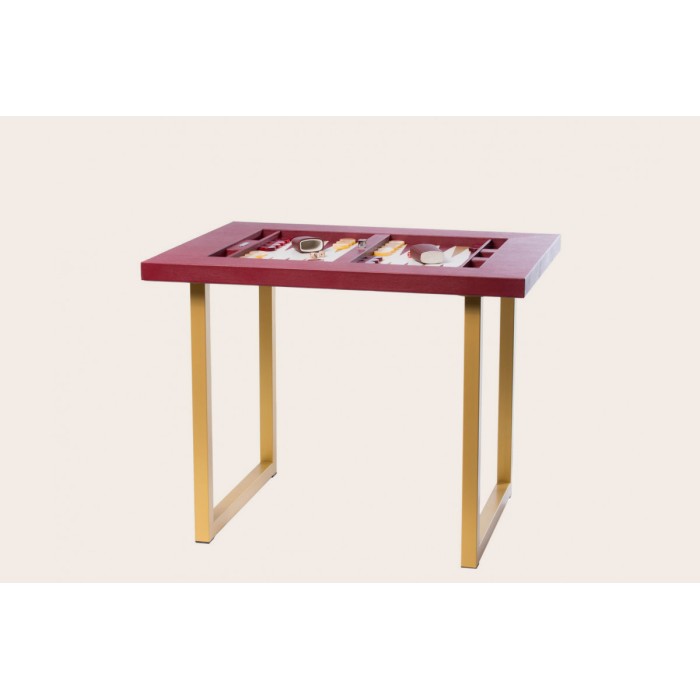 Leather Backgammon Table - Buffalo Effect - U U-Metal Feet