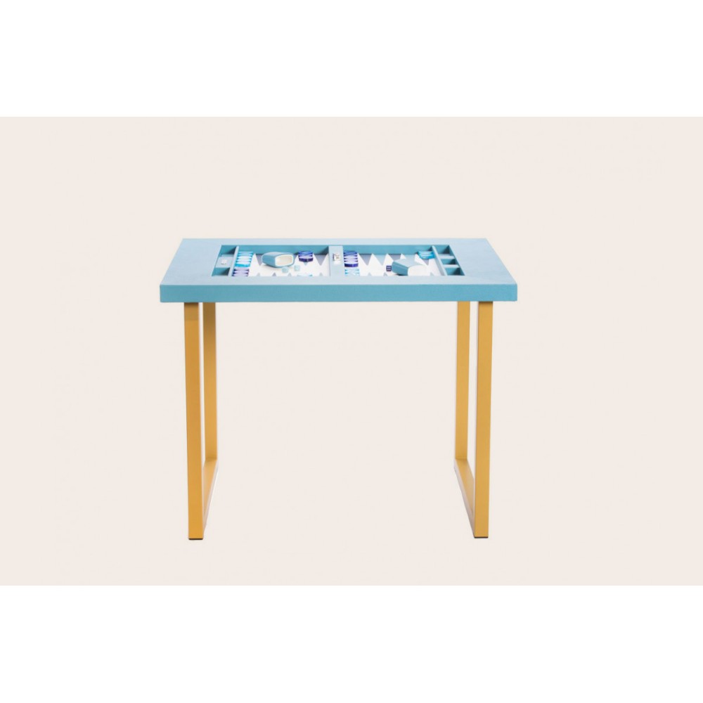 Leather Backgammon Table - Buffalo Effect - U U-Metal Feet