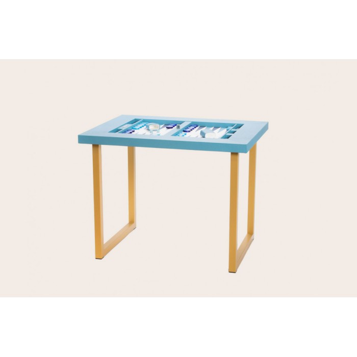 Leather Backgammon Table - Buffalo Effect - U U-Metal Feet