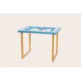 Leather Backgammon Table - Buffalo Effect - U U-Metal Feet