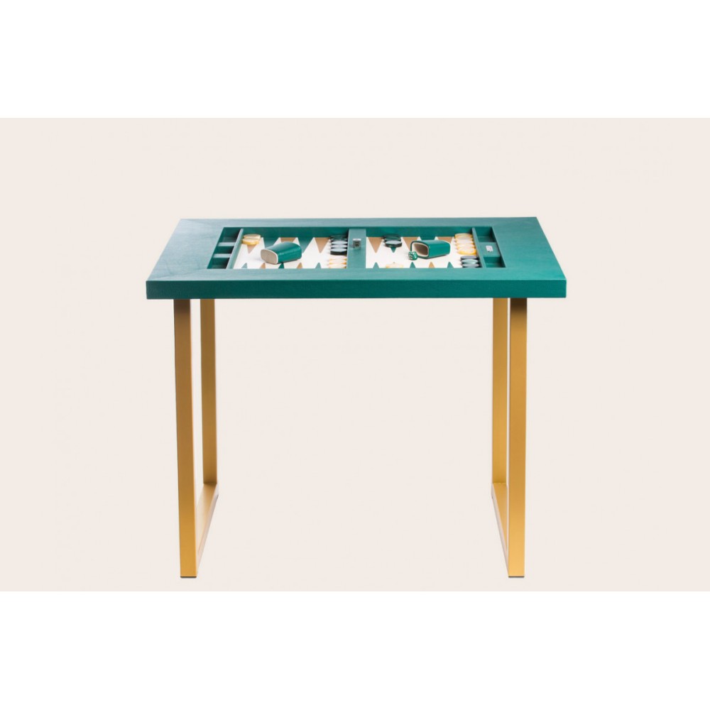 Tavolo da backgammon in pelle - Effetto buffalo - Piedi U-metal