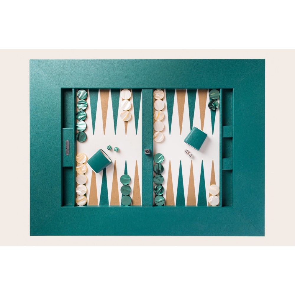 Leather Backgammon Table - Buffalo Effect - Metal Feet in X