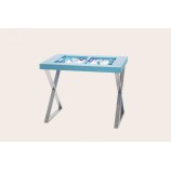 Leather Backgammon Table - Buffalo Effect - Metal Feet in X