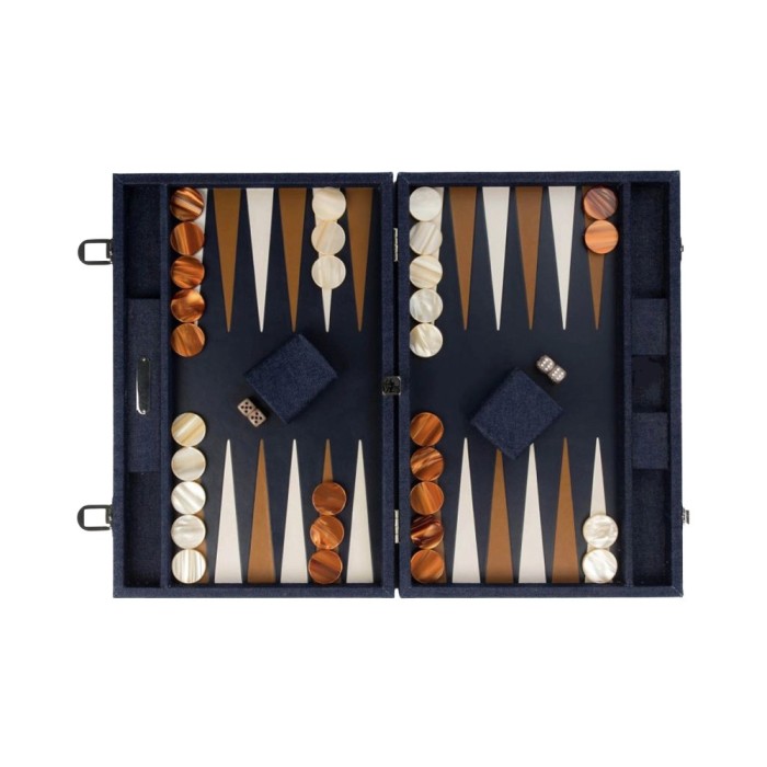 Backgammon Large Denim Intérieur Bleu