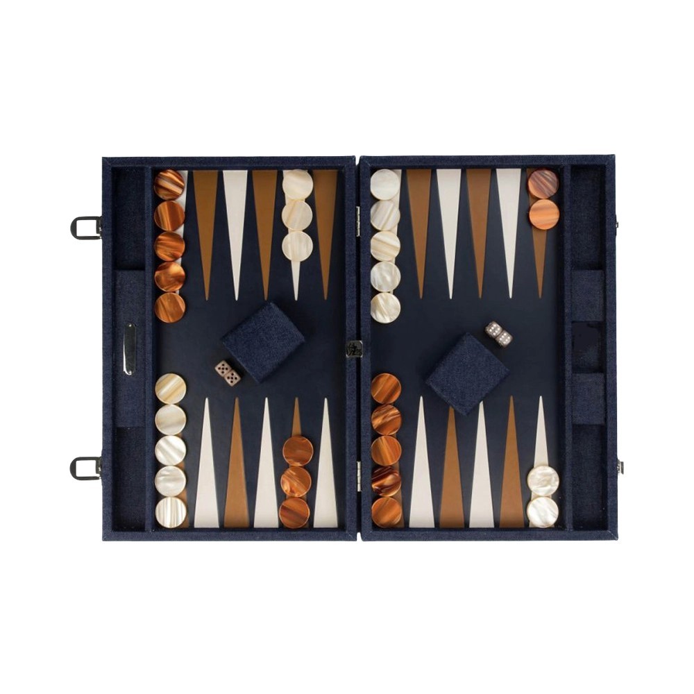 Backgammon Large Denim Intérieur Bleu