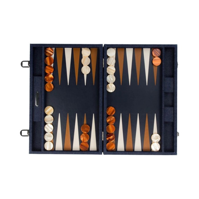 Backgammon Large Denim Intérieur Bleu