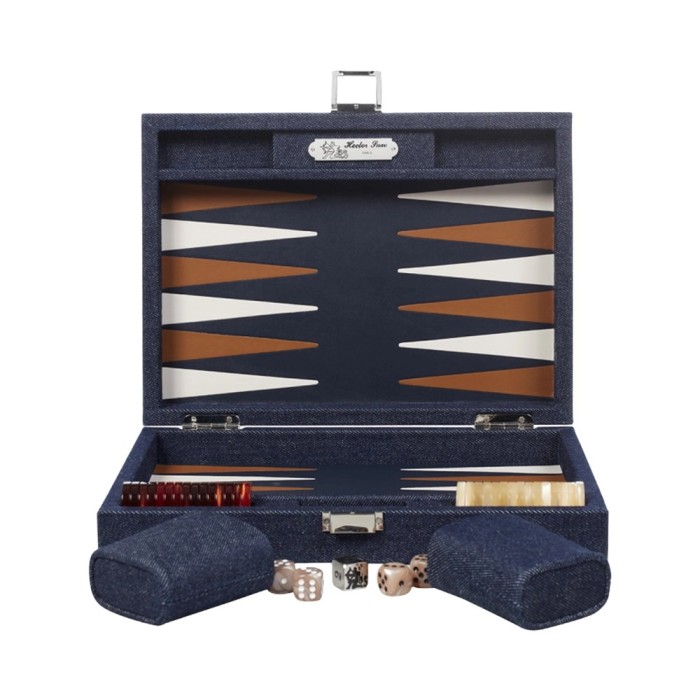 Backgammon Small Cuir Buffle Denim