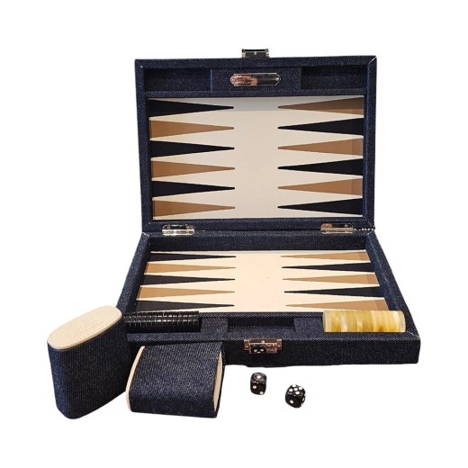 Denim Buffalo Leather Small Backgammon
