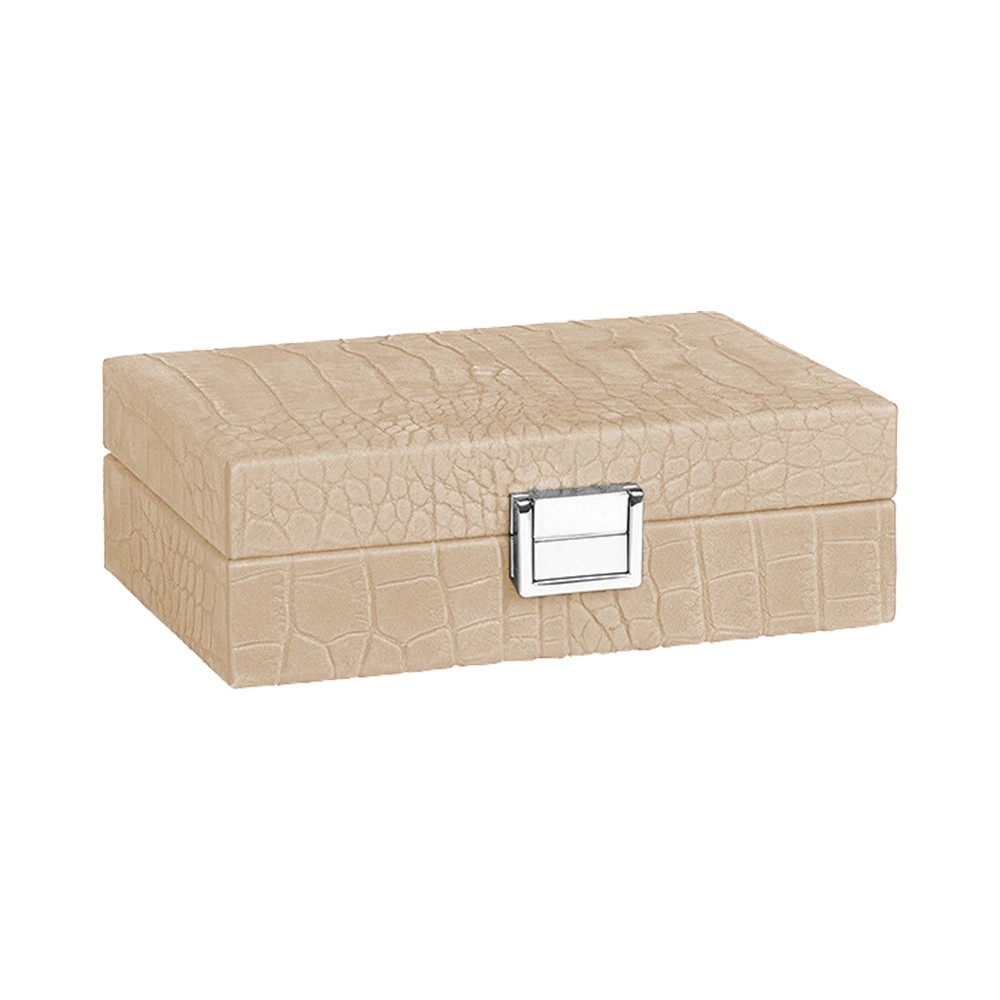 Coffret de Cartes Cuir Alligator Blanc Cassé