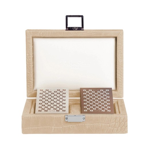 Coffret de Cartes Cuir Alligator Blanc Cassé