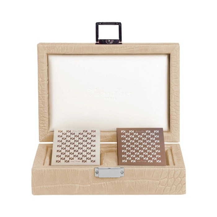 Coffret de Cartes Cuir Alligator Blanc Cassé