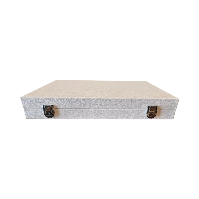 Backgammon Leder breit weiß