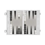 Backgammon Leder breit weiß