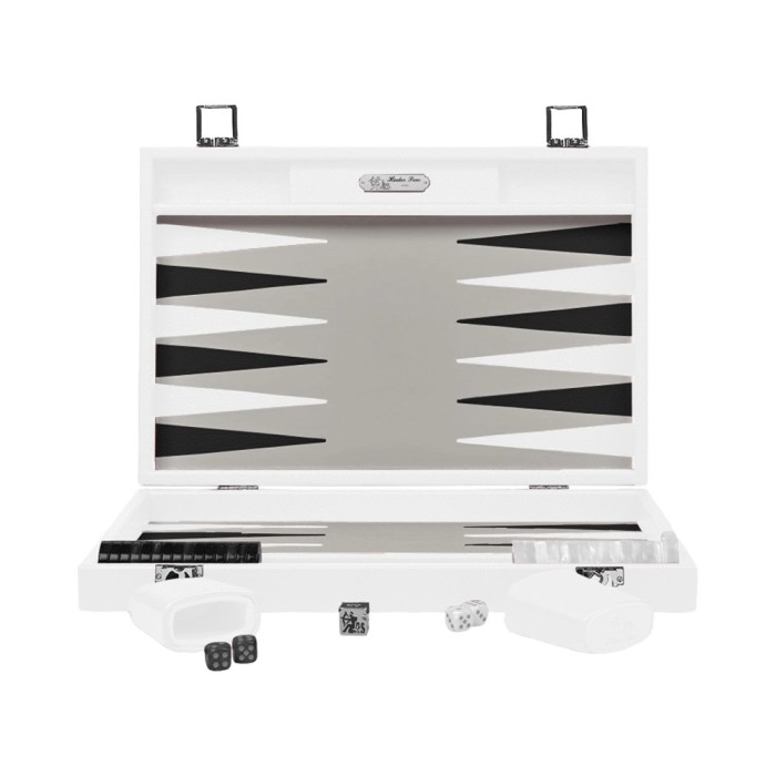 Backgammon in pelle larga bianco