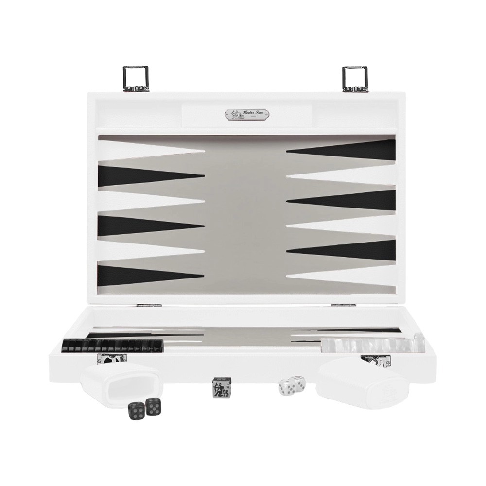 Backgammon in pelle larga bianco